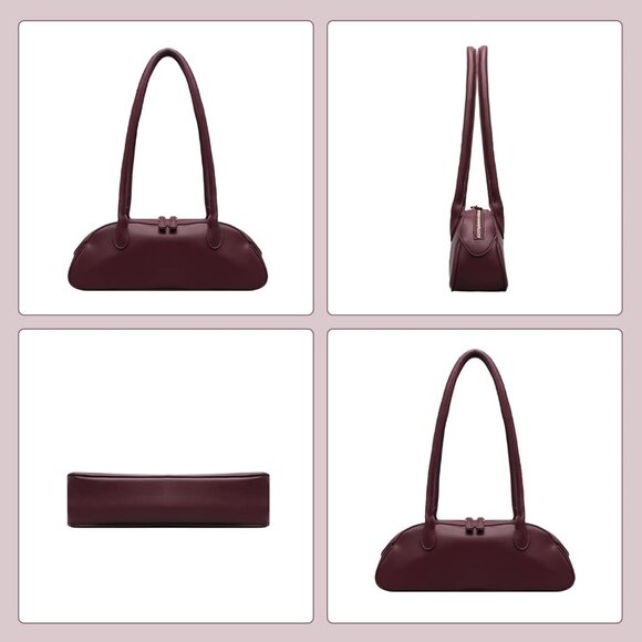 Women Burgundy PU Leather Shoulder Purse Elegant Swing Bag for  daily use Work - Picture 4 of 7